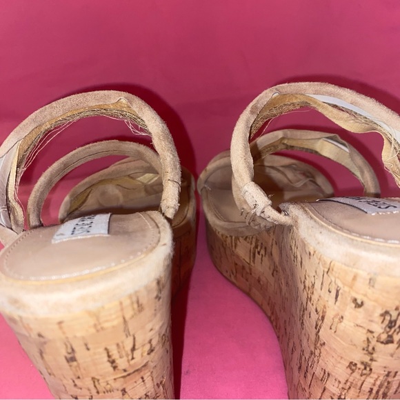 Steve Madden Tan Suede Strap Wedge Espadrille Platform Sandal High Heel 7 Women - Picture 5 of 16